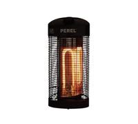 Perel Chauffage de terrasse mobile, 1200 W, avec protection anti-basculement, 2 niveaux de chauffe, oscillant, résistant aux projections d'eau, métal, noir