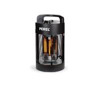 Perel Chauffage de terrasse mobile, 700 W, carbone, avec protection anti-basculement, 2 niveaux de chauffe, oscillant, résistant aux projections d'eau, métal, noir