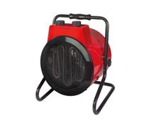 Perel Chauffage soufflant électrique 3000W avec 2 niveaux de chaleur, thermostat et fonction refroidissement, protection IP24 contre la surchauffe et le basculement, compact et portable pour atelier