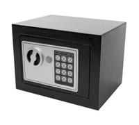 Perel Coffre-fort électronique avec code numérique et clé d’urgence, petit coffre en acier avec intérieur doux, mini coffre de sécurité pour bijoux, documents et argent, 17x23x17 cm