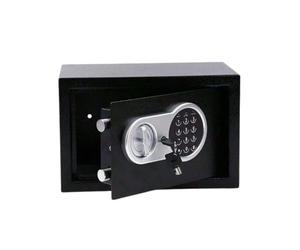 Perel Coffre-fort électronique avec code numérique et urgence, coffre en acier spacieux avec intérieur doux, mini coffre sécurisé pour bijoux, documents et argent, 20x31x20 cm