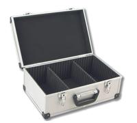 Perel Coffret CD, 60 CD, serrure à clé, 2 clés, aluminium, 424 x 265 x 173 mm