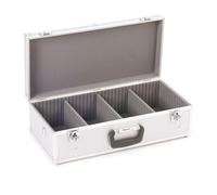 Perel Coffret pour 80 CD, verrouillage à clé, 2 clés, aluminium, 565 x 265 x 170 mm