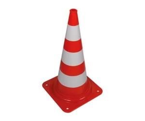 Perel Cône de signalisation 75 cm, rouge blanc, PVC lourd, pour sport, entraînement, marquage de zones et délimitation