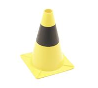 Perel Cône de signalisation, plot sport football, plot de marquage, cône circulation, pour délimitation de zones, bandes non réfléchissantes, noir/jaune, usage récréatif, 30 cm