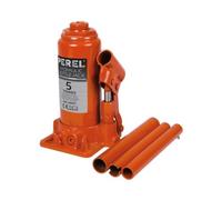 Perel Cric Bouteille hydraulique, pour Voiture, Camion, camionnette, 5 tonnes, Acier, Orange
