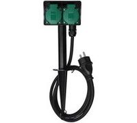 Perel Prise de jardin EG2W – 2x prises Type E, IP44, câble H07RN-F 3G1.5 1,5 m, piquet de terre