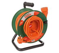 Perel Enrouleur de câble, intérieur, fiche/prise femelle de type E, protection contre la surchauffe, longueur du câble 25 m,