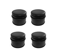 Perel Ensemble de 4 butées de porte en acier inoxydable, 1,1 kg chacune, Ø9x7,5 cm, base antidérapante, sans perçage, noir mat, design moderne et lourd, stable et élégant pour maison et bureau