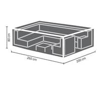 Perel Housse d'extérieur pour ensemble de jardin, gris, rectangulaire, 260 cm x 200 cm x 80 cm