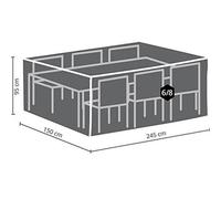 Perel Housse de protection pour salon de jardin, housse hivernage salon, bâche, housse extérieure mobilier de jardin, gris, rectangulaire, 245 cm x 150 cm x 95 cm