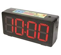 Perel Horloge avec Affichage LED avec chronomètre, Compte à rebours et intervalles - Affichage numérique LED - Grande Horloge numérique à Piles - Noir et Rouge - 327 x 93 x 156 mm