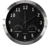 Perel Horloge murale 35,5 cm noir et argenté