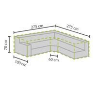 Perel Housse de protection pour meubles de jardin, gris, forme en L, 275 cm x 275 cm x 70 cm