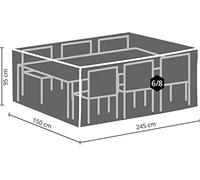 Perel Housse de protection pour salon de jardin, housse hivernage salon, bâche, housse extérieure mobilier de jardin, gris, rectangulaire, 245 cm x 150 cm x 95 cm