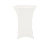 Perel Housse de Table Extensible Blanc Ø80 x 100 cm pour Tables Cocktail et Mange Debout Housse élastique avec Poches de Pieds Lavable Ajustement serré pour Mariage fête événement Foire