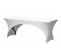 Perel Housse de Table Extensible Blanche avec Arche pour Tables rectangulaires, Housse élastique Lavable avec Poches pour Pieds, Ajustement serré idéale pour Mariages, fêtes, Salons et événements