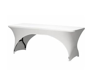 Perel Housse de Table Extensible Blanche avec Arche pour Tables rectangulaires, Housse élastique Lavable avec Poches pour Pieds, Ajustement serré idéale pour Mariages, fêtes, Salons et événements