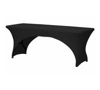 Perel Housse de table extensible noire avec arche pour tables rectangulaires, housse lavable avec poches pour pieds, ajustement serré idéale pour mariages, fêtes, salons et événements