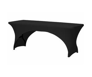 Perel Housse de table extensible noire avec arche pour tables rectangulaires, housse lavable avec poches pour pieds, ajustement serré idéale pour mariages, fêtes, salons et événements