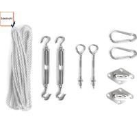 Perel kit de fixation avec 2 tendeurs, 2 boulons à œil, 2 plaques à œil, 2 mousquetons, corde en nylon