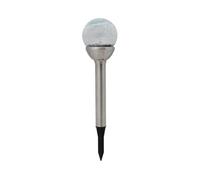 Perel Lampe de jardin solaire à LED avec piquet de terre et capteur, 34 cm, RGB, acier inoxydable, efficacité énergétique, 12