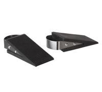 Perel Lot de 2 bloque-portes, en forme de cale, caoutchouc noir, avec poignée en inox, 49 x 30 x 120 mm