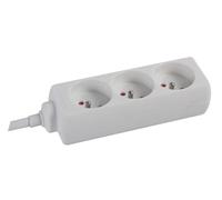 Perel Multiprise, 3 Prises avec Terre (Type E) et Protection Enfants, câble H05VV-F 3G1.5 de 1,5 m, 3680 W, rallonge compacte pour intérieur, Blanche, IP20, 16 A, 230 V
