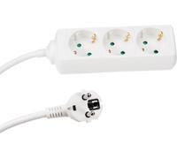 Perel Multiprise, 3 prises de courant avec contact de protection, câble de 1.5 m, 3G1.5, intérieur, blanc