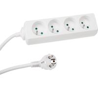 Perel Multiprise, 4 prises type E, câble 1.5 m, 3G1.5, intérieur, blanc