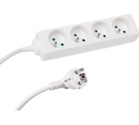 Perel Multiprise, 4 prises type E, câble 5 m, 3G1.5, intérieur, blanc