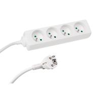 Perel Tools Multiprise 4 prises Type E – Protection enfant, câble 5 m, 16 A, 3680 W, blanche