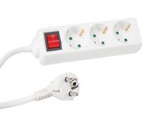 Perel Multiprise avec interrupteur, 3 prises de courant avec contact de protection, câble de 1,5 m, 3G1.5, pour l'intérieur,