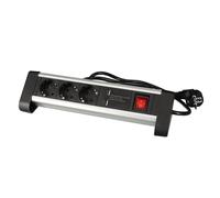 Perel Multiprise avec interrupteur – 3 prises Schuko, 2 ports USB, sécurité enfant, câble 1,4 m