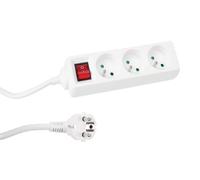 Perel Multiprise avec Interrupteur, 3 Prises Type E avec Protection Enfant, câble H05VV-F 3G1.5 de 1,5 m, 3680 W, rallonge intérieure écoénergétique, Blanc, IP20, 16 A, 230 V