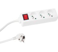 Perel Multiprise avec interrupteur, 3 prises type E, câble 1.5 m, 3G1.5, intérieur, blanc