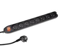 Perel Multiprise avec Interrupteur et Protection Contre la Surcharge, 8 Prises Type E avec sécurité Enfant, câble H05VV-F 3G1.5 de 1.5 m, Usage intérieur, Noire, IP20, 3500 W, 16 A