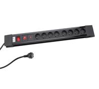 Perel Tools Multiprise 8 prises – Interrupteur, Terre, Protection enfants, 1,5 m, 3500 W Noir