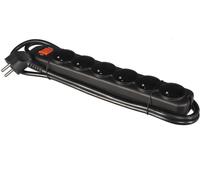 Perel Multiprise avec interrupteur, protection contre les surcharges, 6 prises type E, câble 1.5 m, 3G1.5,