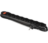 Perel Bloc multiprise avec Interrupteur, Protection Contre Les surcharges, 8 Prises avec Terre française (Type E), 1.5 m, 3G1.5, Usage intérieur, Noir