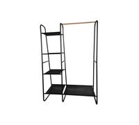 Perel Porte-vêtements avec barre de suspension et 5 étagères, structure robuste en tube de fer Ø 19 x 0,6 mm, idéal pour ranger vêtements et accessoires, 100 x 40 x 150 cm, métal, noir