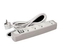 Perel Prise de courant triple avec 2 ports USB Gris et blanc