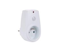 Perel Prise intermédiaire avec interrupteur crépusculaire, non-programmable, 230 V, 280 W, terre française type E, blanc