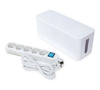 Perel Prise Schuko 5 voies avec système de gestion de câble Blanc G