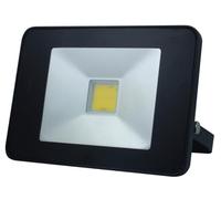 Perel Projecteur LED, 20 W, 2050 lm, 4000°K, blanc neutre, pour intérieur et extérieur, support ajustable, télécommande, aluminium, noir