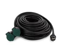 Perel Rallonge électrique, prolongateur, rallonge Prise, rallonge extérieure IP44, prolongateur ménager avec 2 Prises, rallonge prolongateur, Cordon, Schuko, H07RN 3G2.5, PVC, Caoutchouc, 20 m, Noir