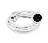 Perel Rallonge, H05VV-F 3G1.5, 5 m, 16 A/230 V, 3500 W, Type E/F, Usage intérieur, PVC, Blanc