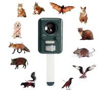 Perel Répulsif ultrasonique Solaire pour Animaux, Dispositif extérieur Anti-nuisible, Efficace Contre Chats, Chiens, Oiseaux, Rats, rongeurs, étanche IP44, éco-Responsable, idéal pour Jardin,