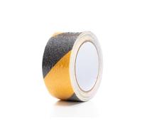 Perel Ruban antidérapant 5 m x 5 cm noir jaune, forte adhérence intérieur extérieur, autocollant, étanche et résistant aux UV, idéal pour escalier sol échelle béton bois entrepôt garage