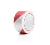 Perel Ruban antidérapant 5 m x 5 cm rouge blanc, autocollant, étanche et résistant UV, forte adhérence intérieur extérieur, idéal pour escaliers sols échelles béton bois entrepôts